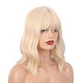 thumbnail image 4 of Peluca rizada ondulada corta para mujer de 14 ", peluca Bob beige / púrpura / marrón, pelucas sintéticas de Halloween para gorro de peluca Sunnimix peluca cosplay sintética para mujeres, 4 of 8