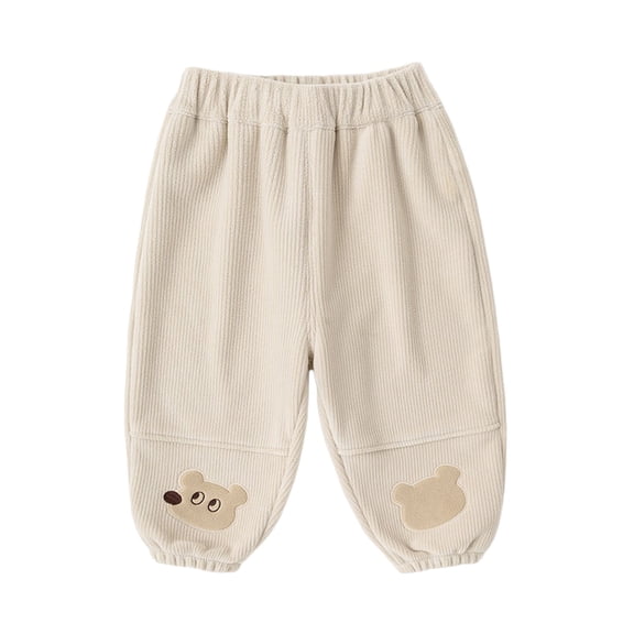 SonxaHe Infant Boy Winter Pants Fleece Warm Thickened Relaxed Jogger Child Thermal Soft Comfortable Trousers Beige,Size 18-24 M