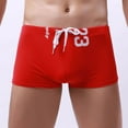 thumbnail image 2 of Men's Swim Shorts Male Swimwear Shorts Large Size Slim Fit Breathable Beach Wear Mens Bathing Suit Red M, 2 of 4