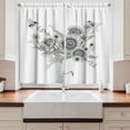 thumbnail image 2 of Ambesonne Bee Kitchen Curtains, Vintage Sunflowers Bumblebees, 55"x36", Pale Grey White and Taupe, 2 of 3