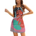 thumbnail image 1 of Robe Évasée Tropicale Motif Palmier / Abstrait Memphis Col Carré Robe Élégante Mode Féminine Imprimée Mi-Longue, 1 of 5