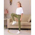 thumbnail image 5 of HDE Girl's Leggings Holiday Stretchy Full Ankle Length Stripe and Black Tights Yellow and Black Stripes 7-8, 5 of 6