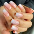 thumbnail image 1 of 24 Uds. Uñas postizas de lado blanco francés rosa desnudo uñas cortas simples belleza prensa en uñas postizas cubierta completa puntas de uñas artificiales Tan Jianjun unisex, 1 of 2