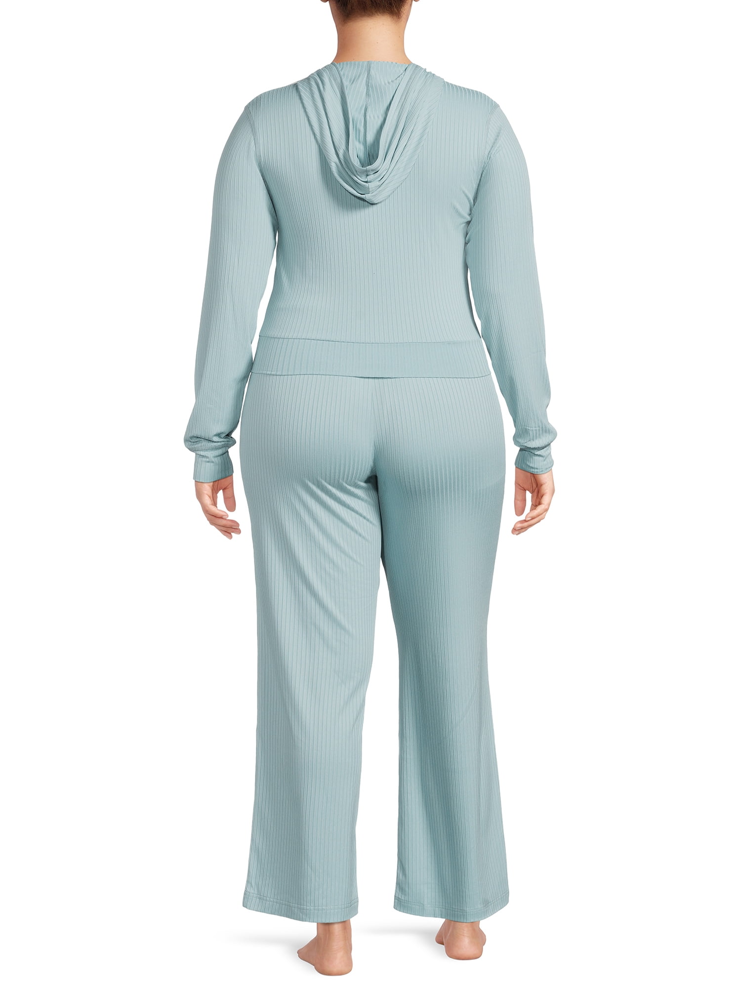 Secret Treasures Women's Ribbed Full Zip Hoodie and Pants Set, 2-Piece