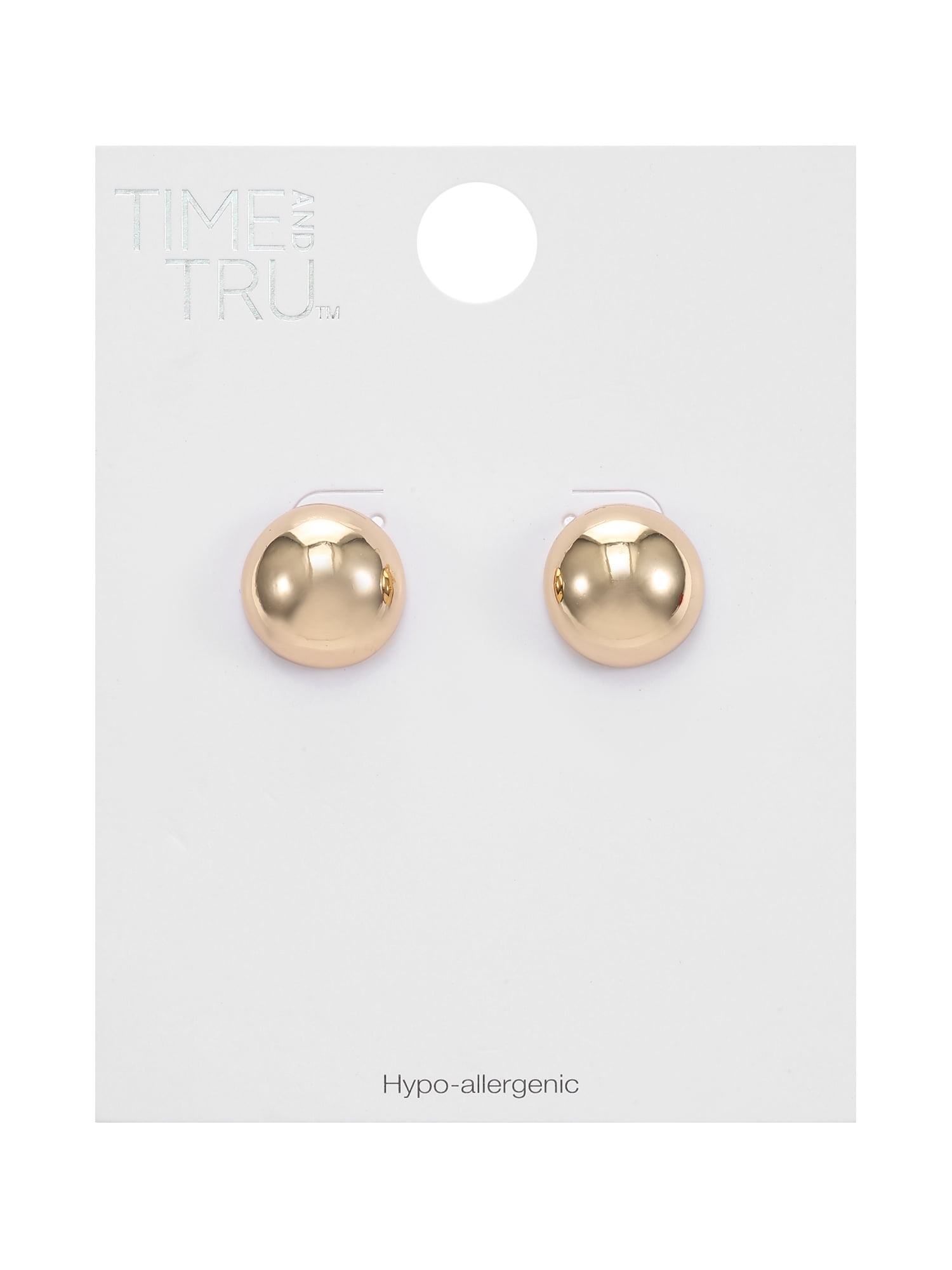 Time and Tru Goldtone Dome Button Stud Earring, 1 Pair
