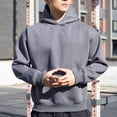 thumbnail image 4 of Sudadera con capucha para hombre, traje de entrenamiento deportivo e informal, color sólido, manga larga, blusa de poliéster, 4 of 4