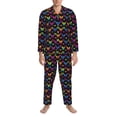 thumbnail image 3 of Balery Rainbow Butterfly Pijama para Hombre de Dos Piezas con Manga Larga, Conjunto de Dormir y Descanso Suave con Bolsillos-Medium, 3 of 7