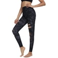 thumbnail image 2 of Womens High Waist Yoga Pants Cutout Ripped Tummy Control Workout Running Yoga Skinny Leggings, 2 of 5