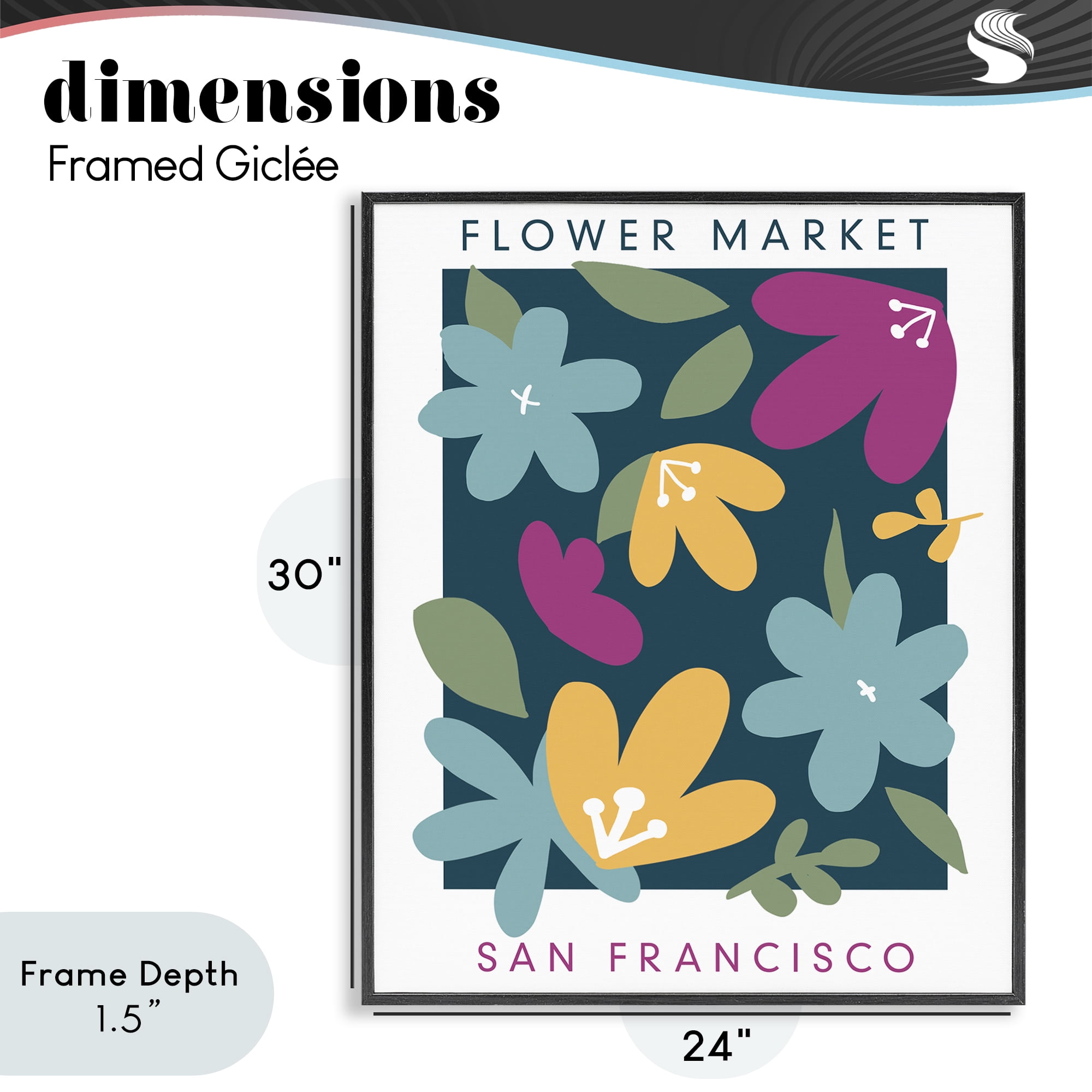 Stupell Industries Whimsical Flower Market Black Framed Giclee Art, design by Anna Quach