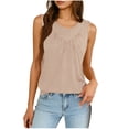 thumbnail image 1 of Mujeres Blusas de Verano Cuello en V Cuello de Color Sólido Mangas Tank Top Casual, Blusas sin Mangas para las Mujeres, 1 of 6