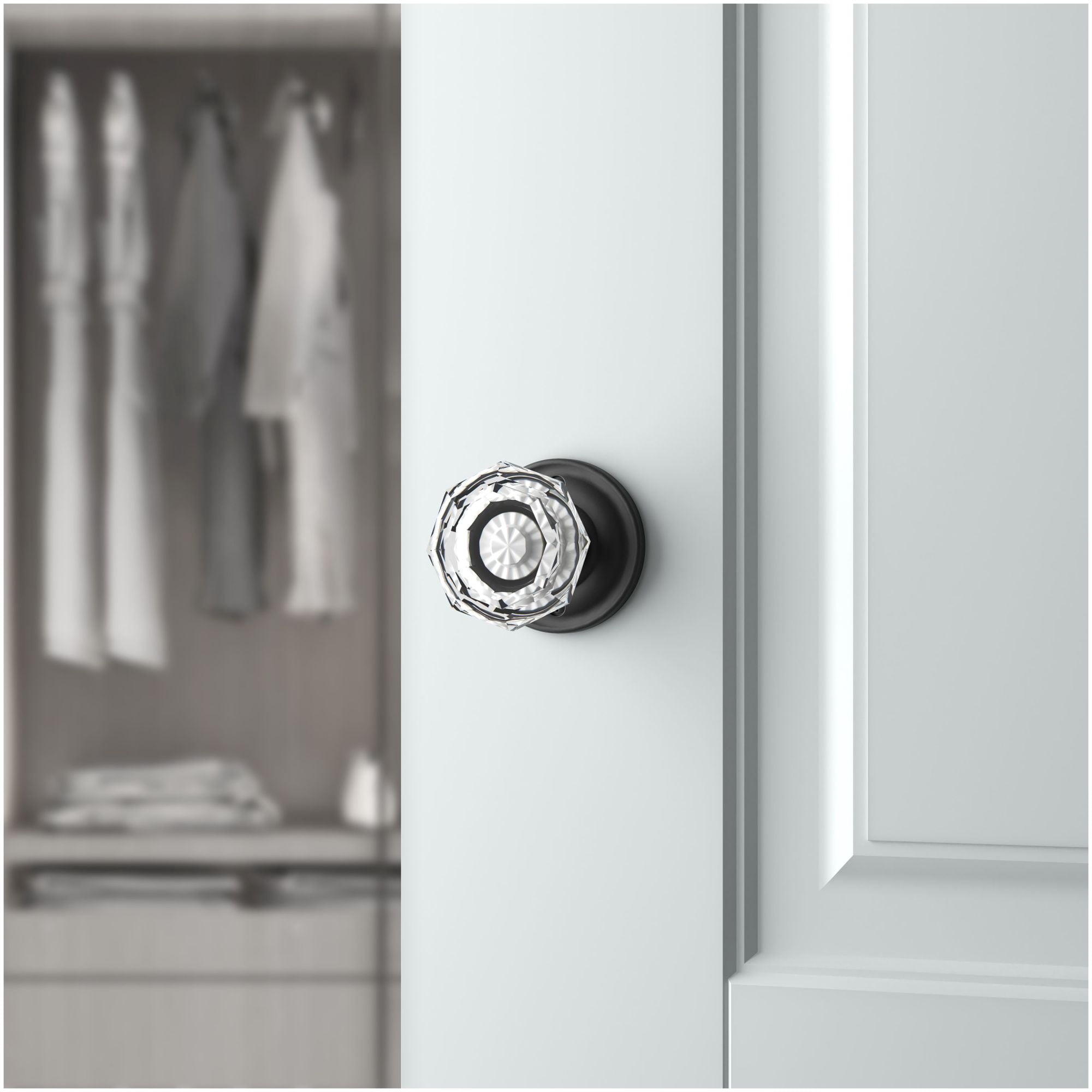 Baldwin Reserve HDCRYTRR260 Half Dummy Crystal Knob and Traditional Round Rose Bright Chrome Finish