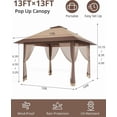 thumbnail image 4 of EastVita Khaki 13x13ft Pop Up Gazebo with Mosquito Net & Double Roof, Adjustable Height Pop Up Canopy, UV-Resistant Patio Canopy for Patio Backyard Garden, 4 of 5