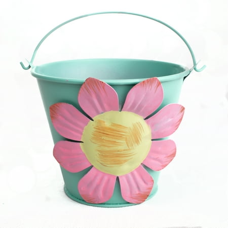 Pastel Flower Summer Tropical Luau Decoration Metal 4" Gift Buckets