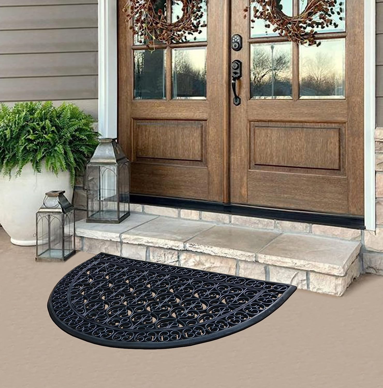 A1HC Large Door Mat, Natural Rubber, 30”x48”, Ideal for an entryway, Scrapes Shoes Clean of Dirt & Grime, Heavy Duty Doormat for Indoor Outdoor use, Front Door Mat for Entry, Patio, Busy Areas