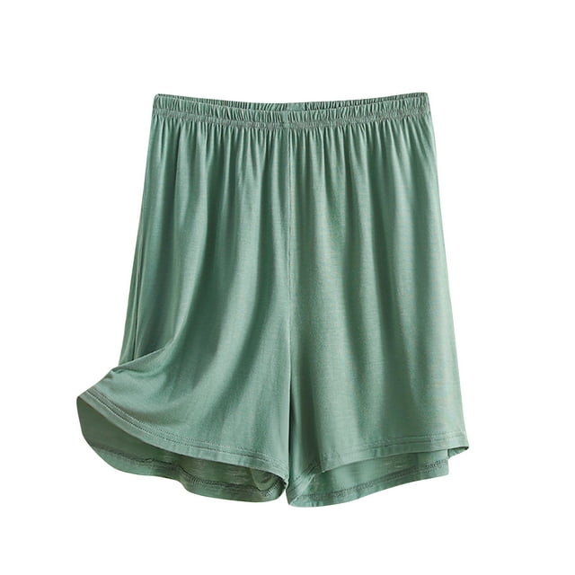 Timegard Womens Lounge Shorts Elastic Waist Solid Color Comfy Summer Casual Workout Half Trousers