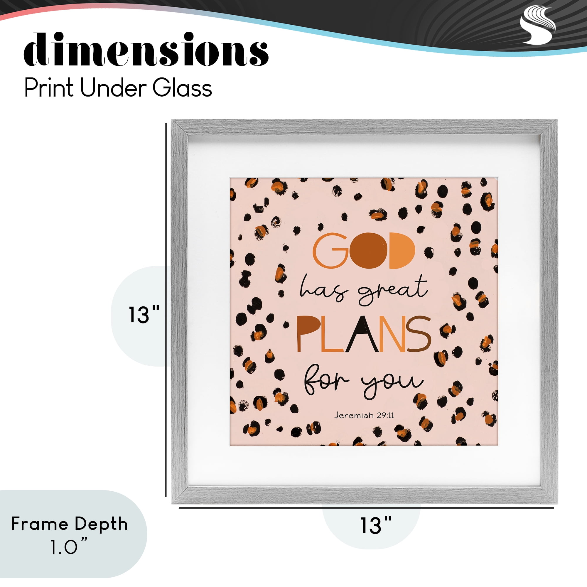 Stupell Industries God Has Plans For You Gray Framed Print Under Glass, design by Patricia Pinto