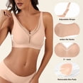 thumbnail image 4 of Qylux Bras For Women No Underwire Deep V Mesh Comfortable Bralette Seam-Free Full-Coverage Daily Bra，Nude，L, 4 of 9