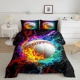 thumbnail image 2 of Castle Fairy Baseball Print Boy Twin Comforter Sets,Abstract Flame Water Bedding Set, 2 of 8