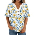 thumbnail image 6 of ClodeEU Womens Print Plus Size Tops 3/4 Sleeve Blouses Shirts ,Casual V Neck Loose Tunic Tops White,Womens Plus XXL, 6 of 6
