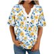 thumbnail image 4 of Camisetas de Cuello en V Mujeres de Moda Y Cómodo Botón Casual V-Cuello Camiseta Suelta Y Elástica No Posicionamiento Impresión Mujer Camisetas Casual, 4 of 6