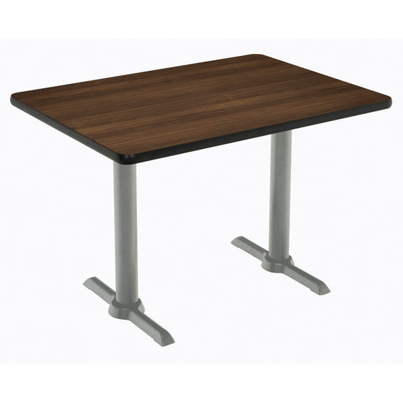 KFI Studios Mode 2.5' x 4' Dining Table, Walnut, Silver T-Leg Base