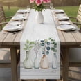 thumbnail image 4 of Bottles and Plants Table Runner - 108 Inch Long Country Leaves Farmhouse White Wooden Grain Cotton and Linen Blended Dress Scarves Farmhouse Table Runner for Kitchen Dining, Coffee Table, 13" x 108", 4 of 8