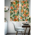 thumbnail image 5 of Orange Green Palm Leaves Semi Sheer Curtains 63 Inch Length 2 Panels Set, Summer Tropical Floral Sheer Kitchen Curtain Privacy Voile Window Curtain for Living Room Bedroom Rod Pocket Drapes, 5 of 7