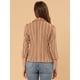 thumbnail image 5 of Blazer De Solapa Con Muescas Y Mangas 3/4 A Rayas Para Mujer marrón S, 5 of 6