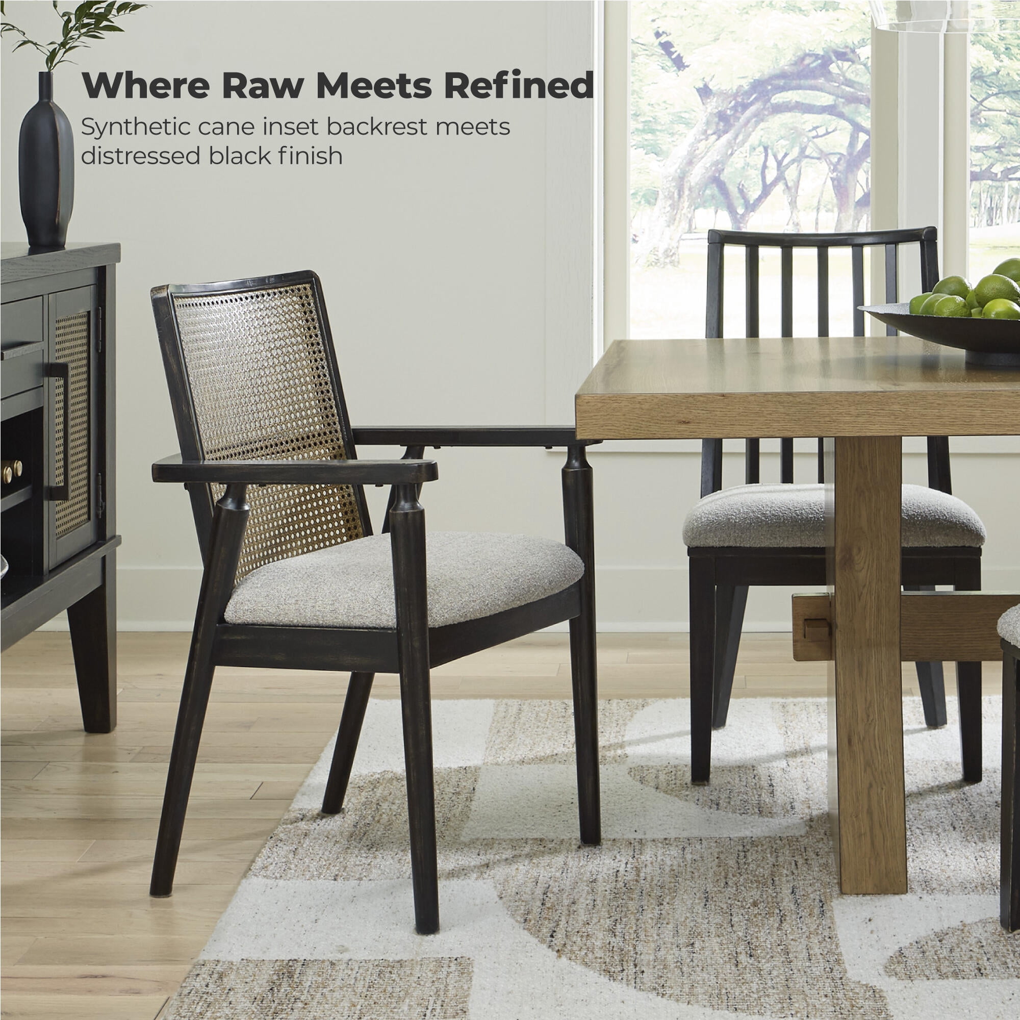 Signature Design by Ashley Galliden Dining Arm Chair, Set of 2, Black