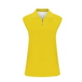 thumbnail image 5 of ZQGJB Mesh Tank Tops for Women Summer Sleeveless Half Zip up V Neck Slim Fit Workout Plain Tees Shirt Trendy Stand Collar Sportswear Top Yellow XL, 5 of 7