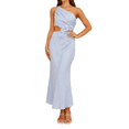 thumbnail image 1 of Vestido de un Solo Hombro para Mujer, con Flores 3D, Sin Mangas, con Cintura Ajustada, para Cóctel o Fiesta de Verano. Azul L, 1 of 8