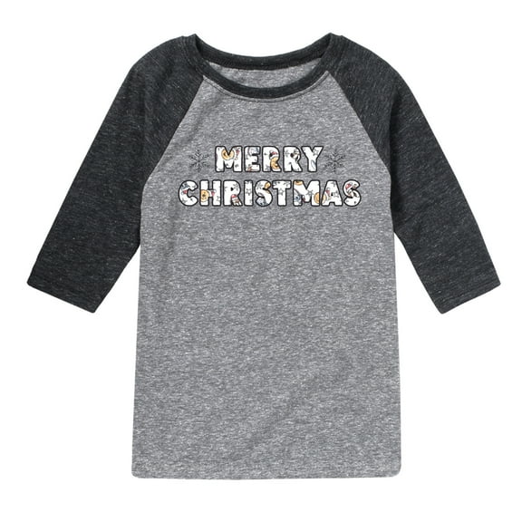 Disney Winnie The Pooh - Merry Christmas - Toddler & Youth Raglan Graphic T-Shirt