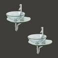 thumbnail image 2 of Corona Glass Console Sink Combo Round Easy Install Wall Mount Bathroom Vessel Sink 27 7/8" Crystal Clear Tempered Glass Console w/Chrome Faucet and Pop Up Sink Drain | Renovators Supply, 2 of 6