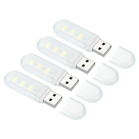 

Uxcell Portable USB Plug in 3 Lamp Beads LED Night Light Lamp Stick Fog White 4 Pack