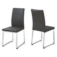thumbnail image 1 of Two 39.5" Grey Leather Look, Foam, and Chrome Metal Dining Chairs, 1 of 1