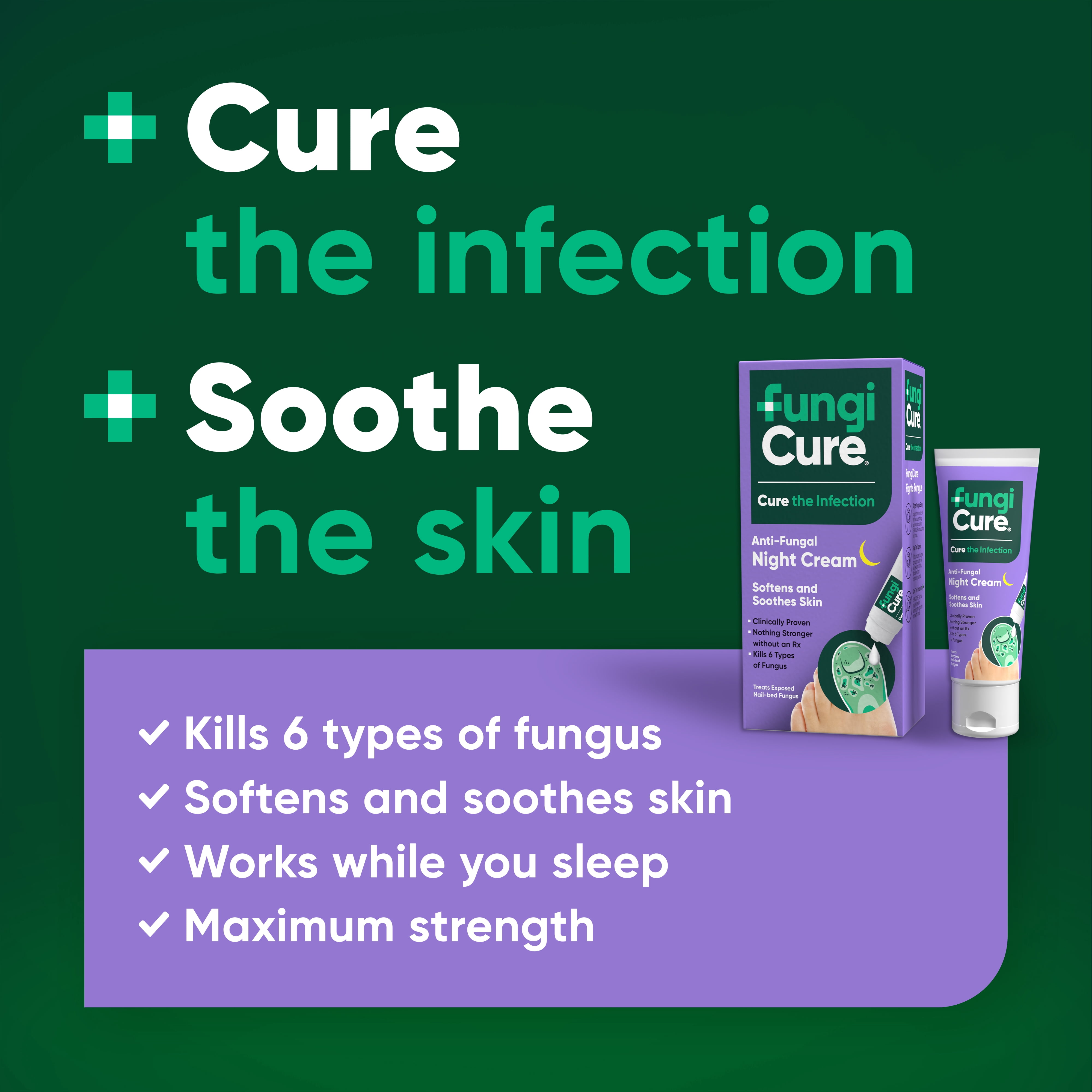 FungiCure Anti-Fungal Night Cream, Cures & Soothes, Clotrimazole 1%, 1.7 oz
