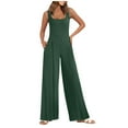 thumbnail image 1 of HBFAGFB Jumpsuits for Women Square Neck Ribbed Wide Leg Sleeveless High Waist Pant Rompers AG Size L, 1 of 9