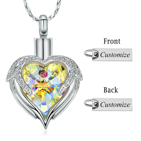 Crystal Heart Cremation Jewelry for Ashes Urn Necklace Lockets for Human Ashes Pet Memorial Ashes Holder