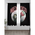 thumbnail image 2 of Sheer Curtains 63 inches Long, Mexico Football Eagle Head Gold Crown Spain Ball Light Filtering Sheer Window Curtains Rod Pocket Voile Drapes for Bedroom Living Room, 52"W x 63"L 2 Panels, 2 of 7
