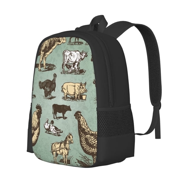 Balery Vintage Farm Animals Mochila para hombre y mujer - Tela Oxford 600D resistente - Gran capacidad, resistente al agua, ideal para la escuela, viajes y senderismo