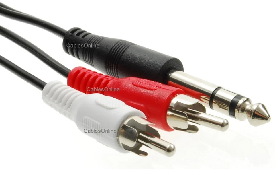 15Ft 1/4" Trs Stereo Male To 2-Rca (Left/Right) Male Audio Cable, Av-Yr215B