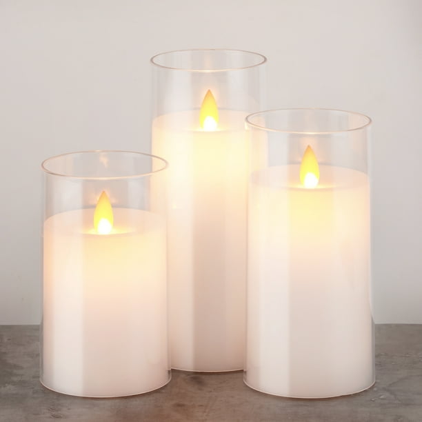 Homemory Pure White Flickering Flameless Candles, Battery Operated