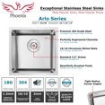 thumbnail image 4 of 16" Phoenix PLZ-05 Arlo Series 18-Gauge Stainless Steel Undermount Single Basin Kitchen and Bar Sink with Accessories, 4 of 13