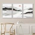 thumbnail image 3 of IDEA4WALL Framed Canvas Print Wall Art Set Dark Duotone Pastel Misty Mountain Nature Wilderness Modern Art Decorative Landscape Rustic for Living Room, Bedroom, Office - 24"x36"x3 White, 3 of 5