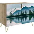 thumbnail image 3 of PixonSign Sideboard and Buffet Cabinet, 2 Doors Wood Storage Cabinet Console Table with Mountain Pine Tree Blue Sky Forestism for Kitchen, Bedroom, Dinning, Foyer, Office - 35" L x 18" W x 29" H, 3 of 5