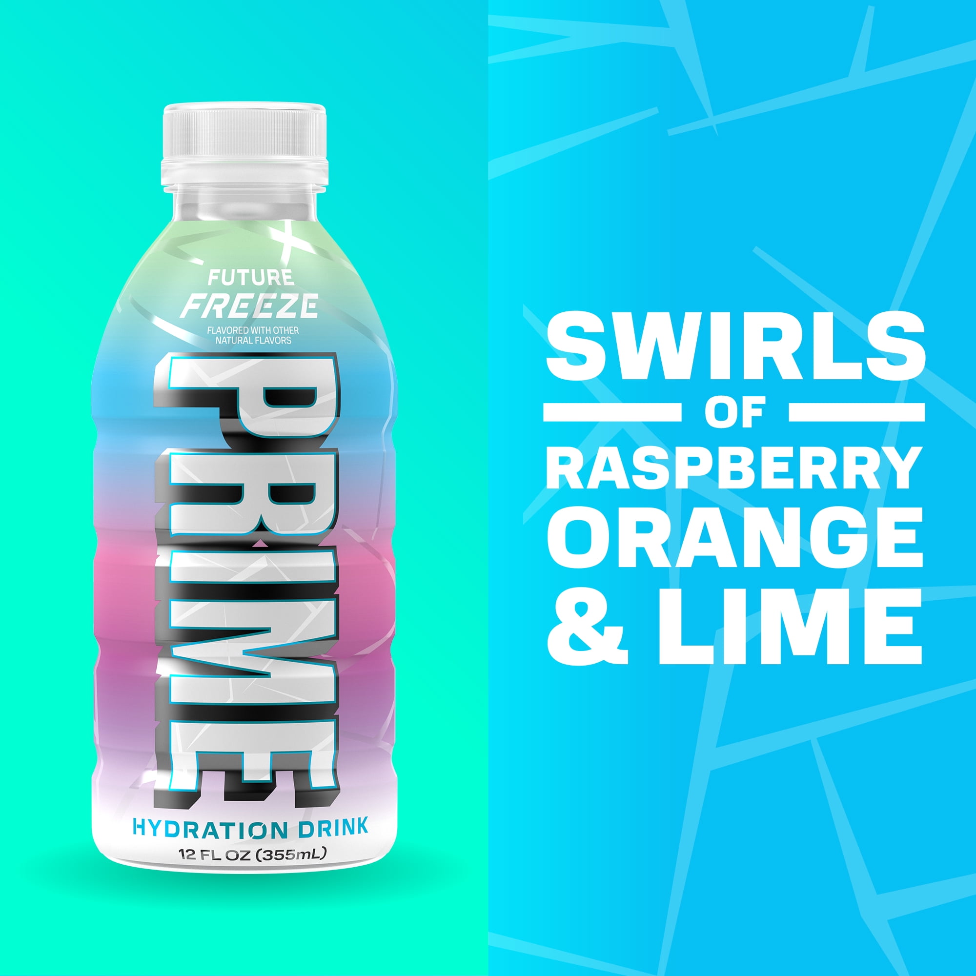 Prime Hydration Sports Drink, Variety Pack, Future Freeze, Orange Swirl, Dragonfruit Fusion, 12 fl oz, Bottles