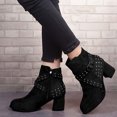 thumbnail image 4 of jsaierl Women's Winter Boots Chunky Heel Mid Heel Slouchy Metal Buckle Booties With Side Zipper, 4 of 6