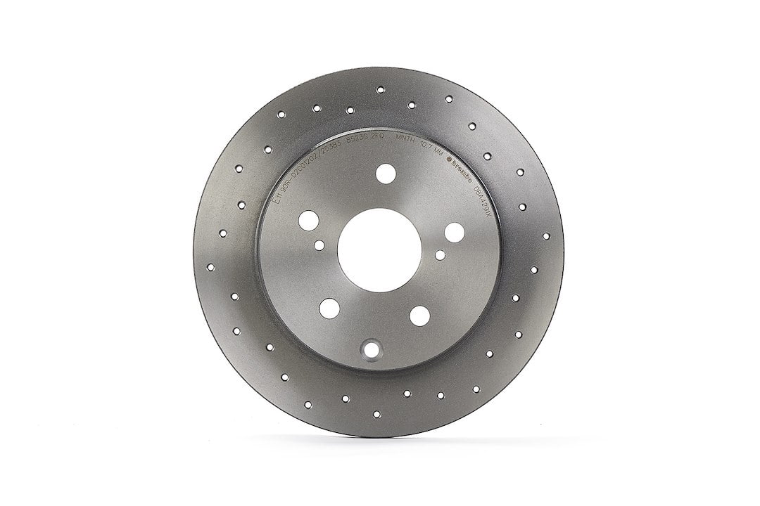 Brembo 08A4291XC02; Brake Rotor; Solid Cross Drilled; One Piece Design; Wheel Bolt Pattern 5 x 114.3 Millimeter; Gray Cast Iron; Single