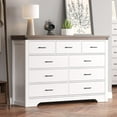 thumbnail image 4 of Farmhouse 9 Drawer Dresser for Bedroom, 52" Wide Chest of Drawers, Wooden Dresser TV Stand, Storage Dressers Organizer for Bedroom, Living Room, Hallway, White, 4 of 8
