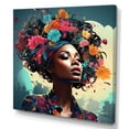 thumbnail image 2 of Designart "Woman with Floral Spiritual Heritage Portrait" People Wall Art - Global Brown African American Art Entryway Wall Art, 2 of 6